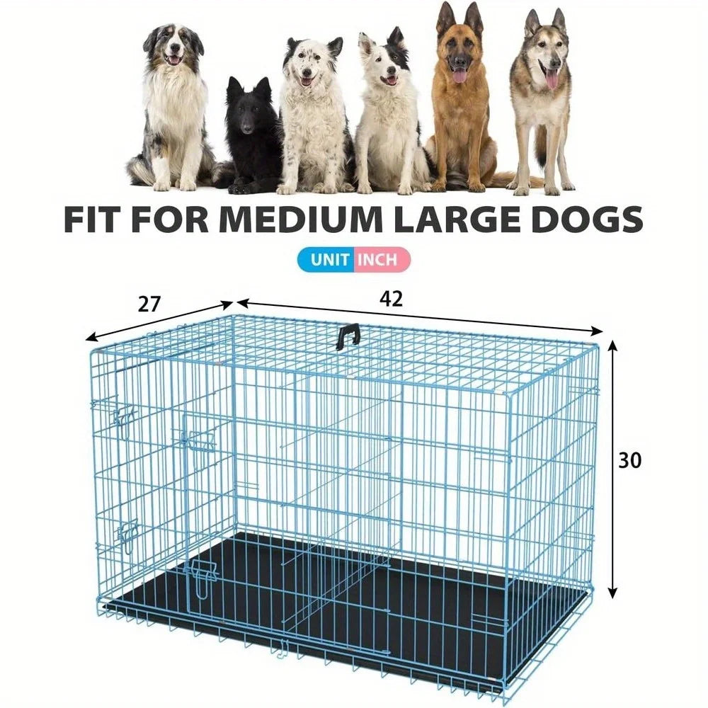 Folding wire kennel for a large dog