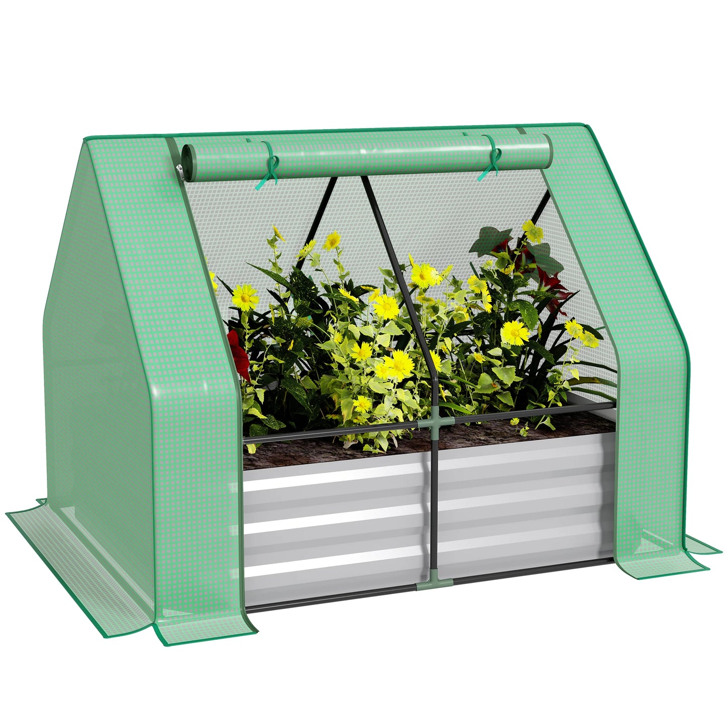 Steel Raised Garden Bed Planter Box Kit with Greenhouse