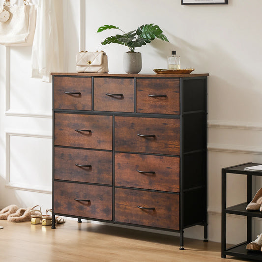 Tall Dresser For Bedroom With 9 Fabric Storage Drawer Wardrobe