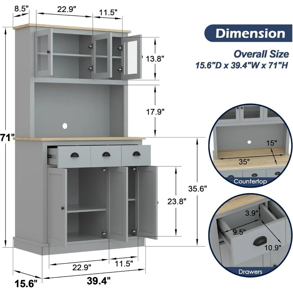 Kitchen cupboard 71" with Microwave Shelf