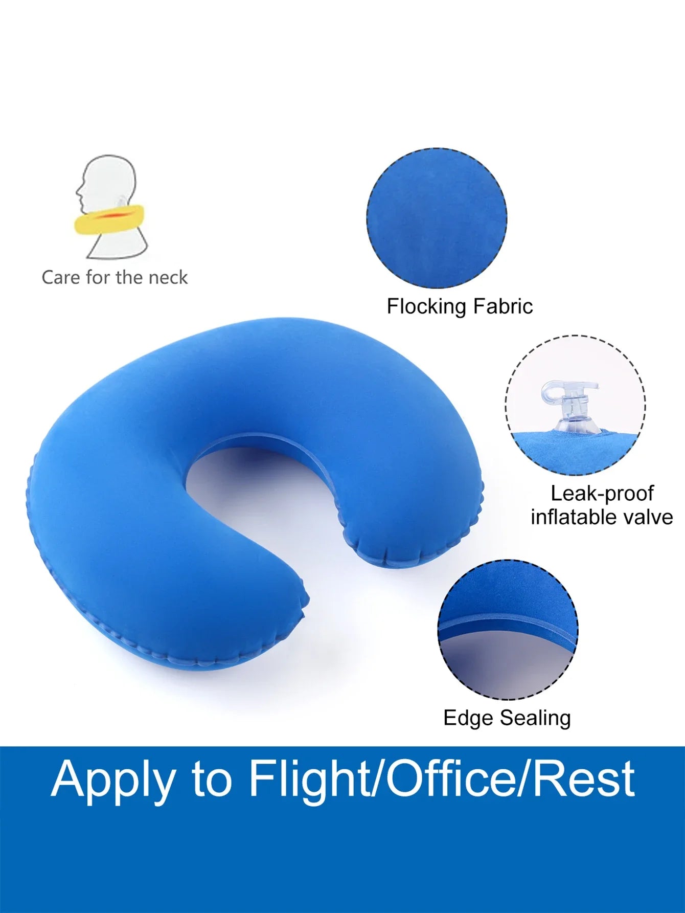 2-Pack inflatable U-shaped travel pillow