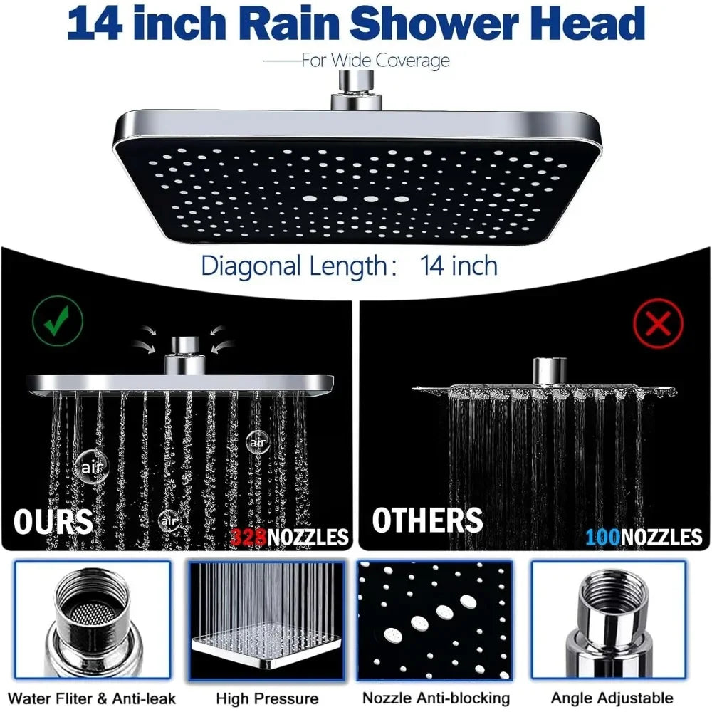 14”Rain Shower Head with Handheld Spray Combo