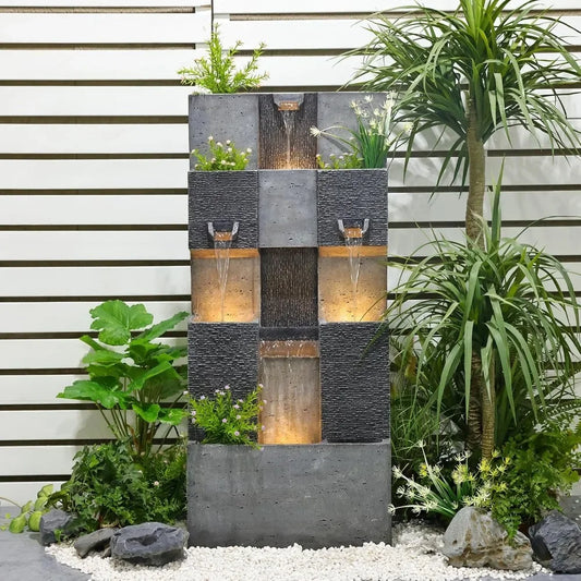 45.3-inch Garden Fountain Outdoor, 3-story Modern Design