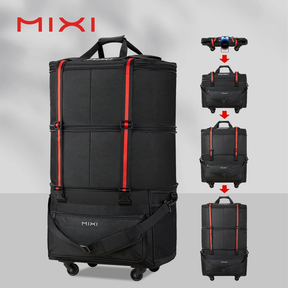 Mixi Foldable Travel Bag Hand Carry Duffel Bag with Wheels