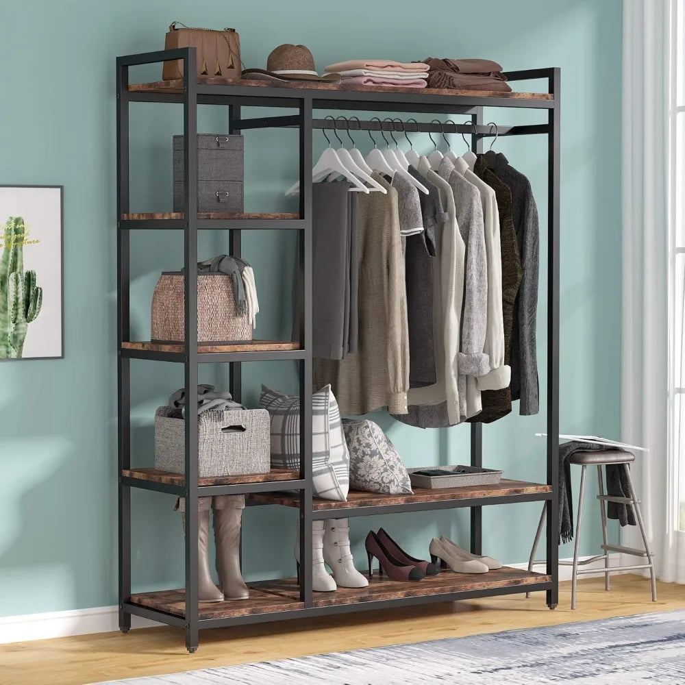 Free-standing Closet Organizer with 6 Storage Shelves