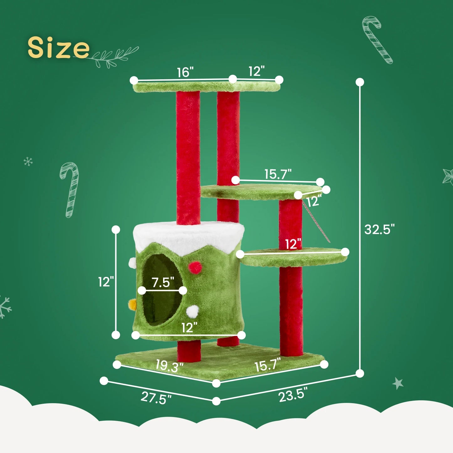 32in Christmas Themed Cat Tower