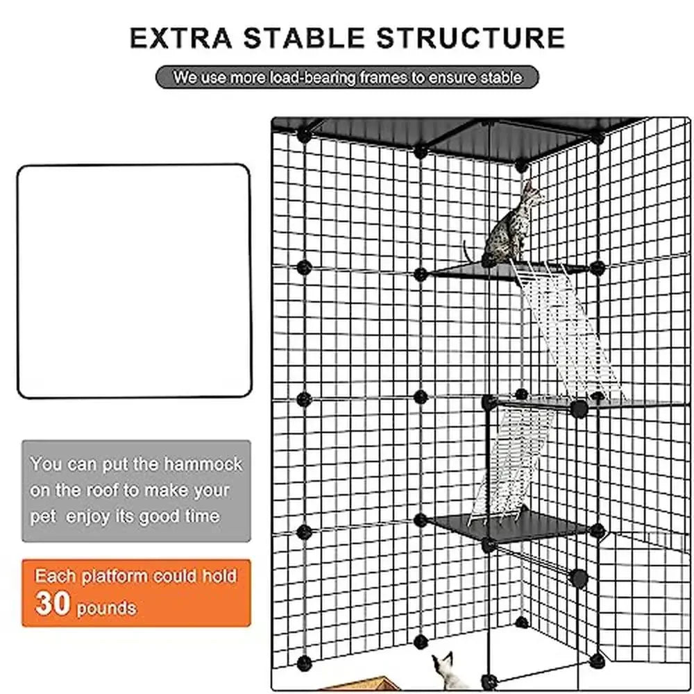 Large Cat Cages Indoor Outdoor Enclosure DIY Metal Wire Kennel Crate Multi-Door Design Easy Assembly Sturdy & Safe Spacious Cat