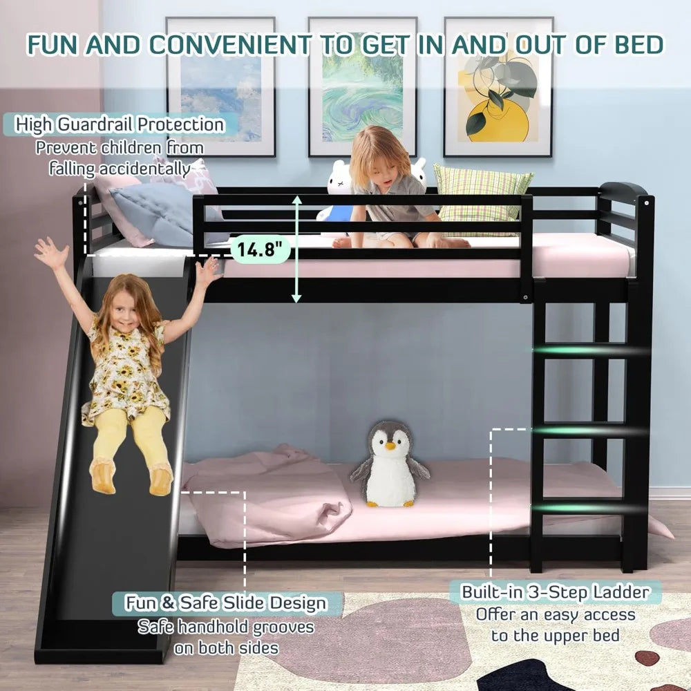 Twin Over Twin Bunk Bed with Slide