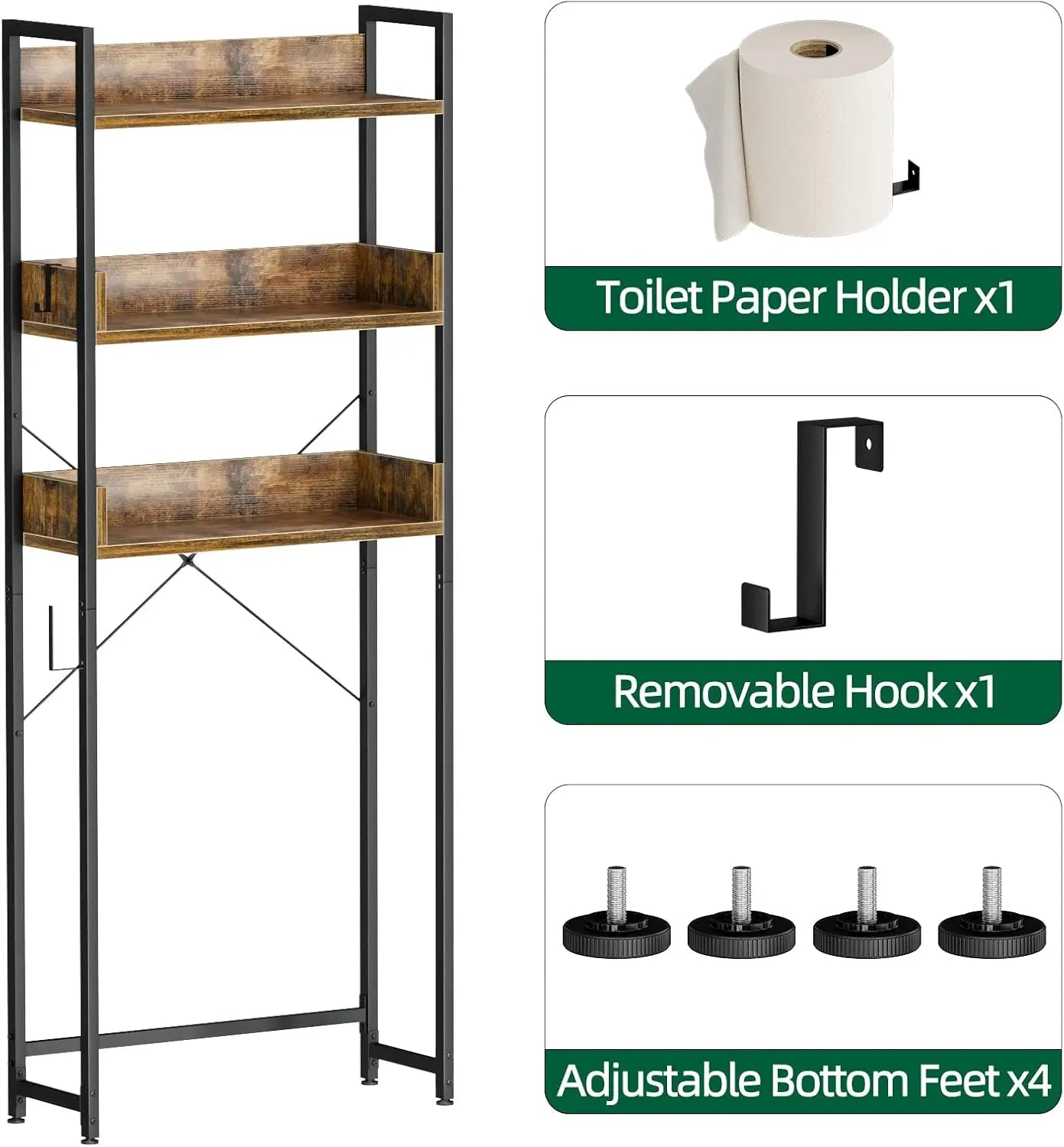 OverThe-Toilet Storage 3Tier Bathroom Organizer Shelf