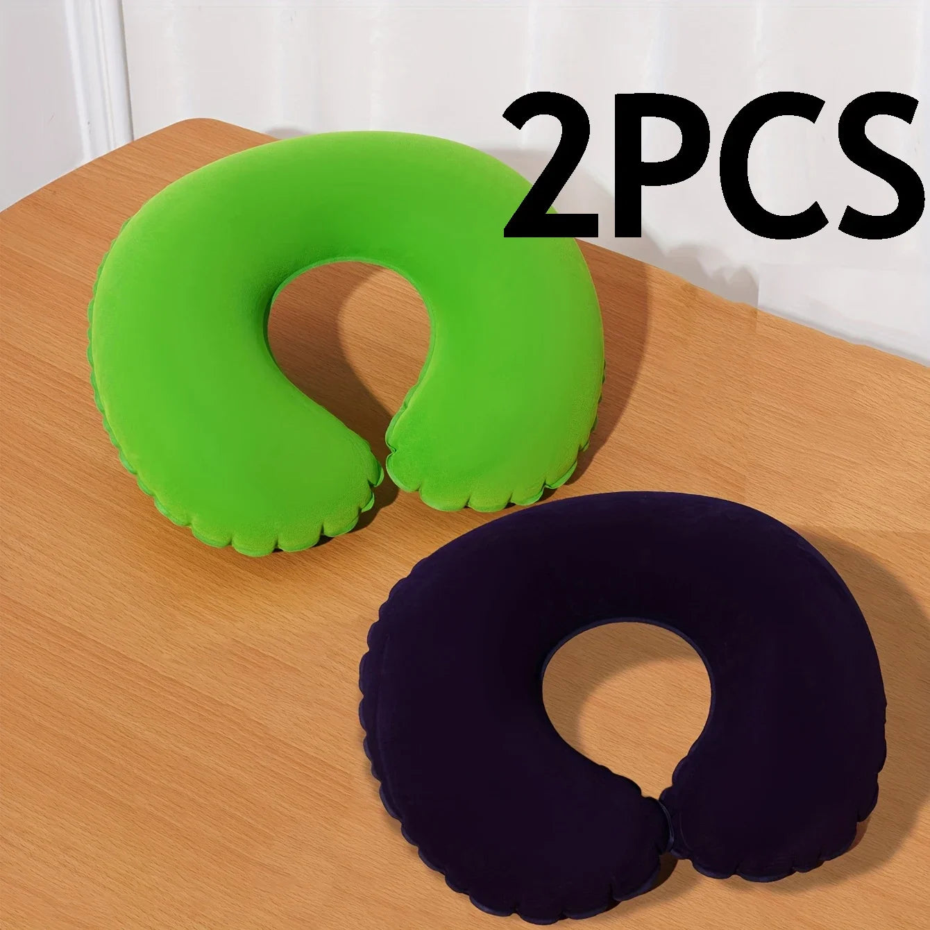 2-Pack inflatable U-shaped travel pillow