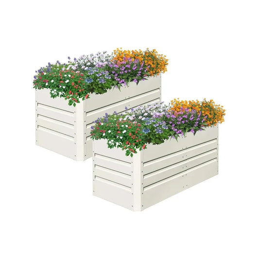 2 Pcs 4x2x2FT Raised Garden Bed Galvanized Planter Garden Boxes