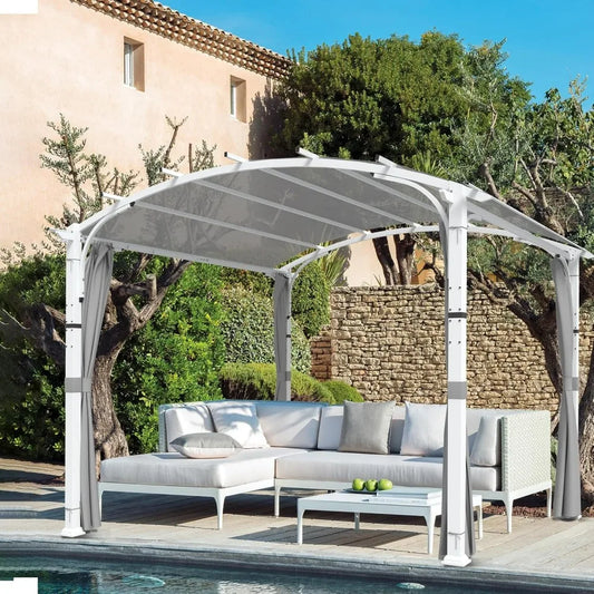 Outdoor Pergola 11x11, Patio Metal Sunshelter with Sidewall