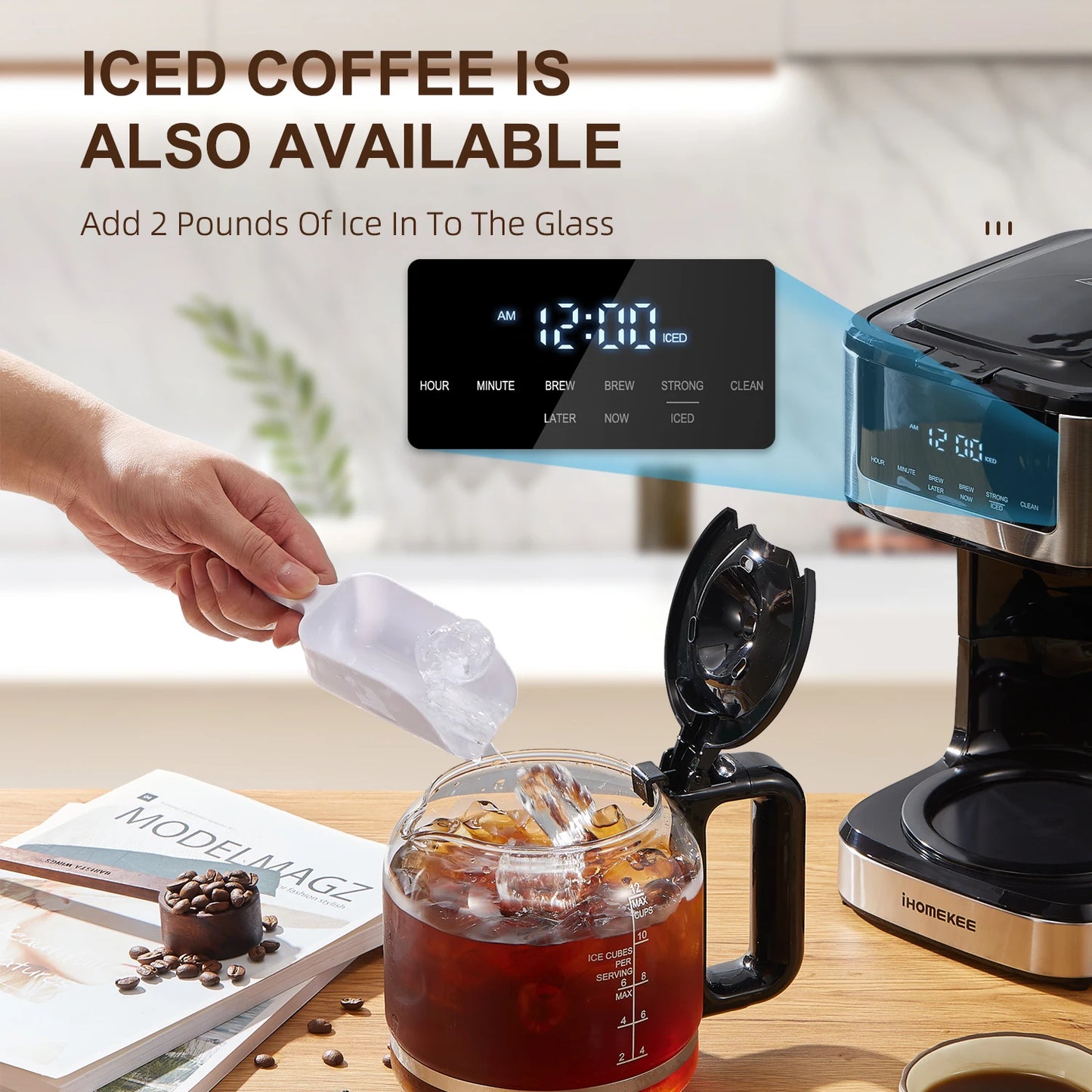 Programmable Drip Coffee Maker 12 Cup, with Iced Coffee Function