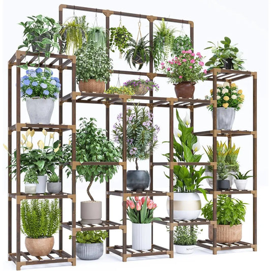 Large 4-Tier, 63.1"High Wooden Plant Rack,