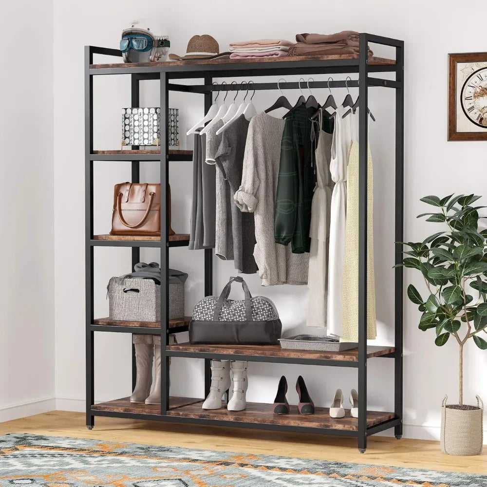 Free-standing Closet Organizer with 6 Storage Shelves