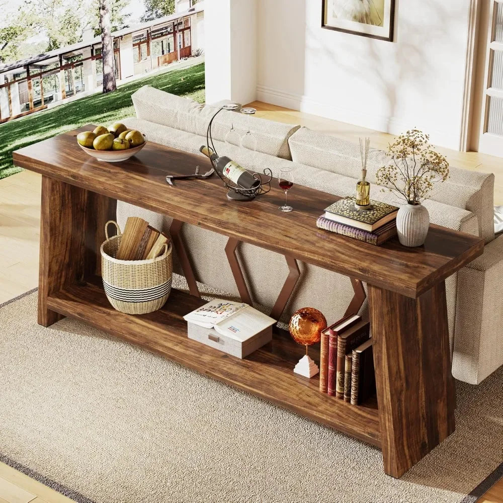 Narrow Long Sofa Entryway Table with Storage