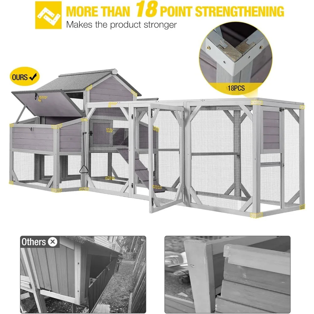 Extra Large Chicken Coop 41.3ft² for 8-10 Chickens