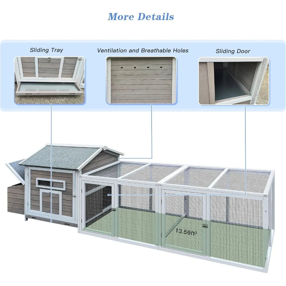118'' Large Chicken Coop with Run