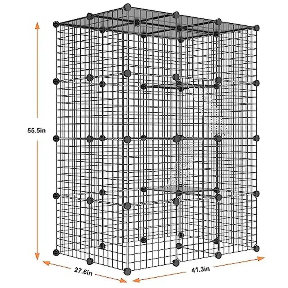 Large Cat Cages Indoor Outdoor Enclosure DIY Metal Wire Kennel Crate Multi-Door Design Easy Assembly Sturdy & Safe Spacious Cat