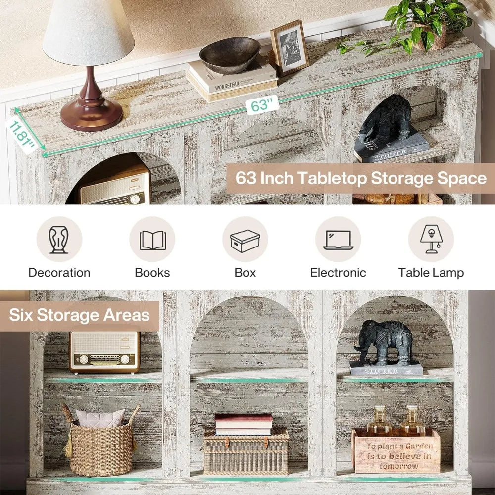 Farmhouse Console Table, 63-Inch Long Entryway Table