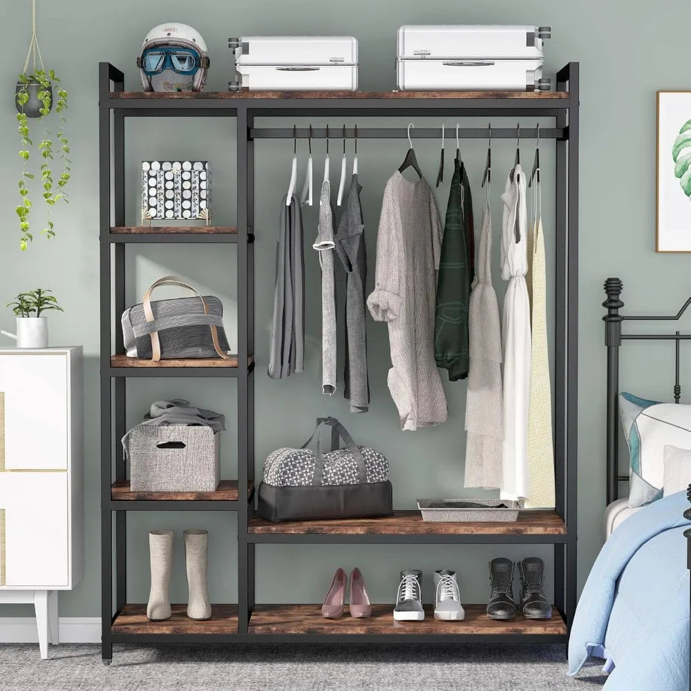 Free-standing Closet Organizer with 6 Storage Shelves