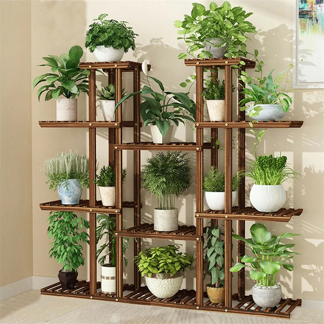 Large 11 Tiered Wood Plant Stand