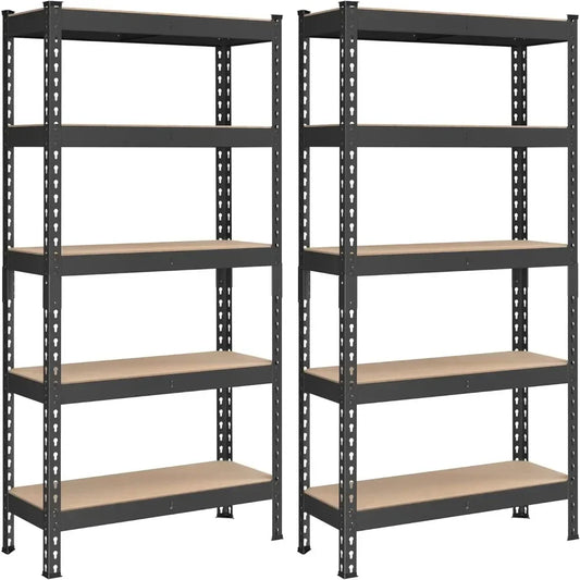 5-Tier Storage Shelves, Set of 2 Garage Storage, Boltless Assembly