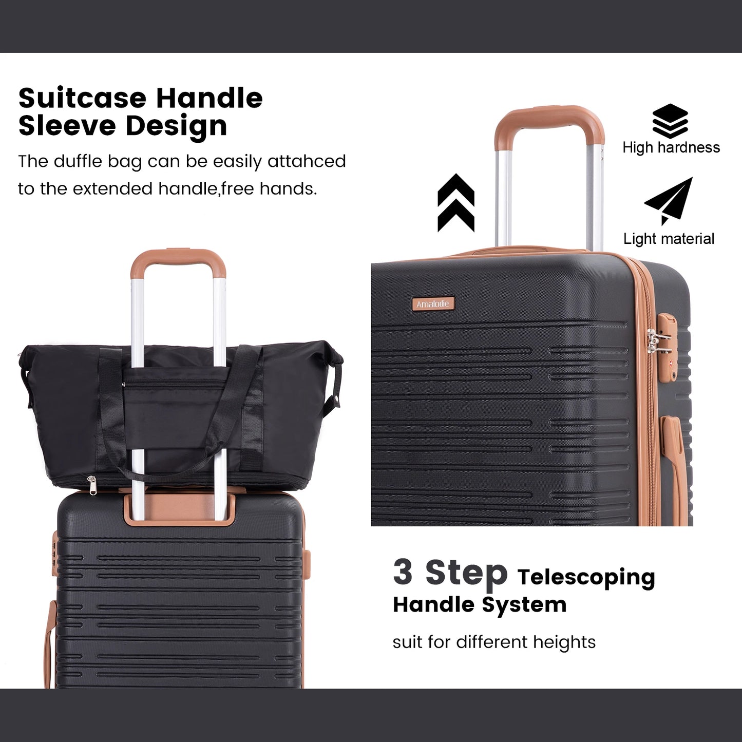 Luggage sets 5 Pieces, Hardshell Suitcase set with Double Spinner Wheel