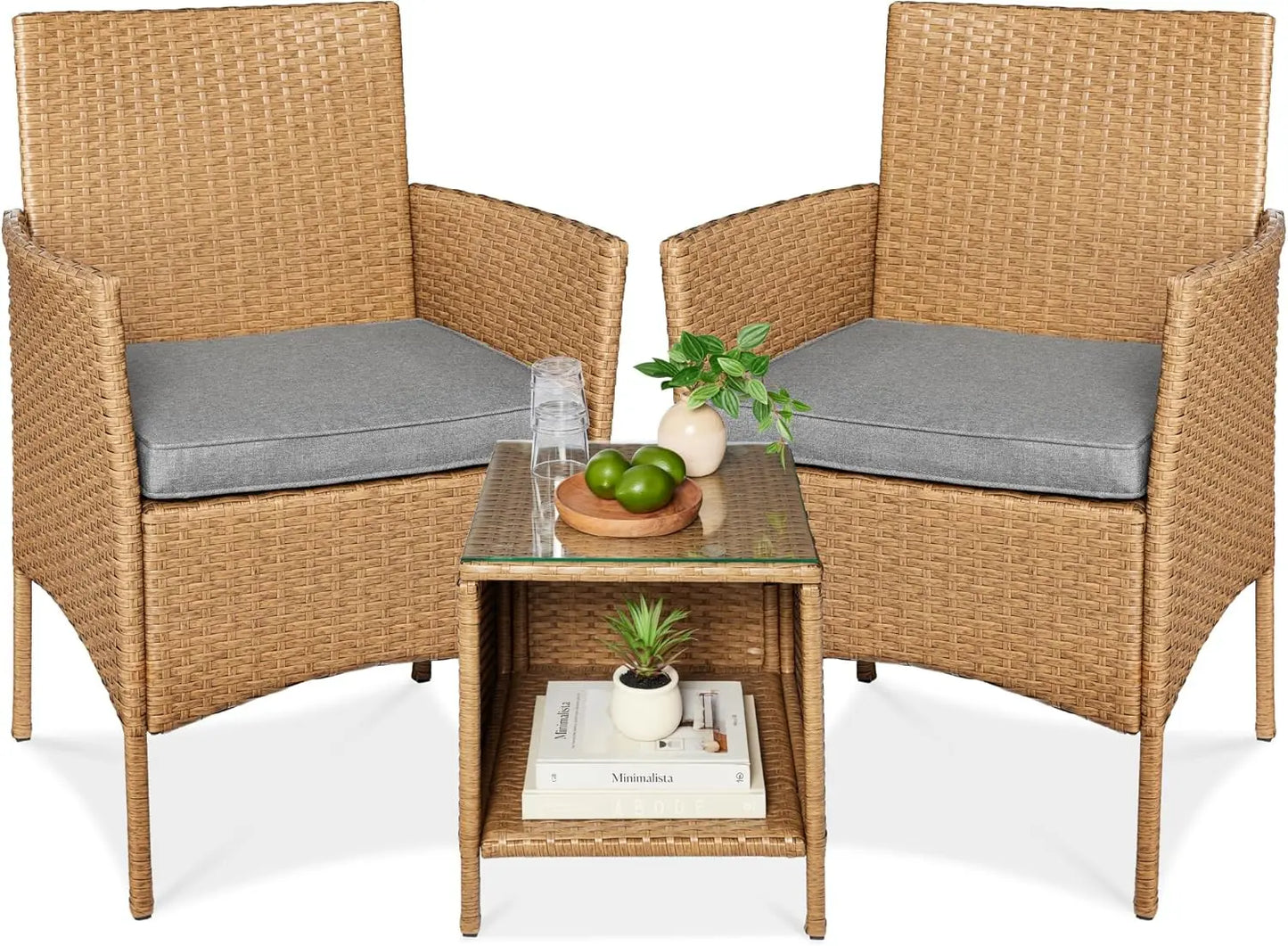 3-Piece Outdoor Wicker Bistro Set