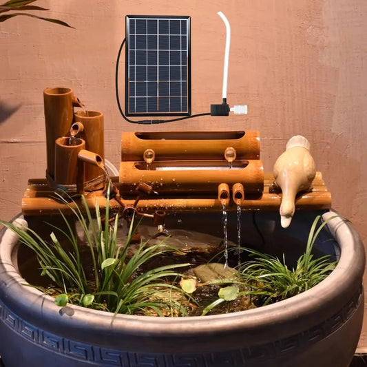 Bamboo Fountain Kit with Water Pump and Solar Fountain