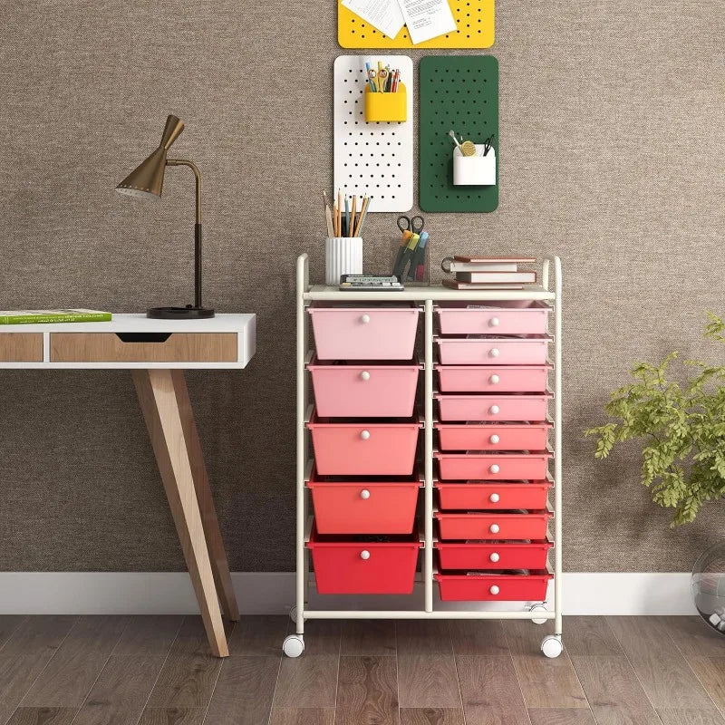 15-Drawer Rolling Storage Organizer Cart