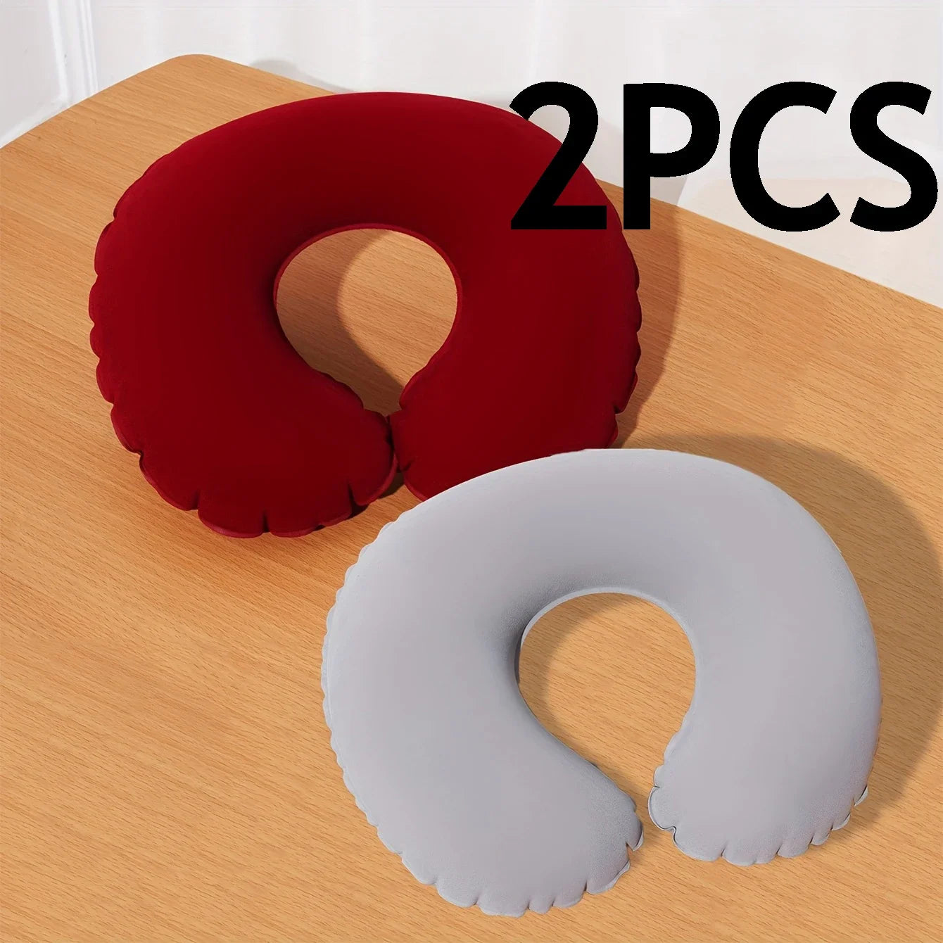2-Pack inflatable U-shaped travel pillow
