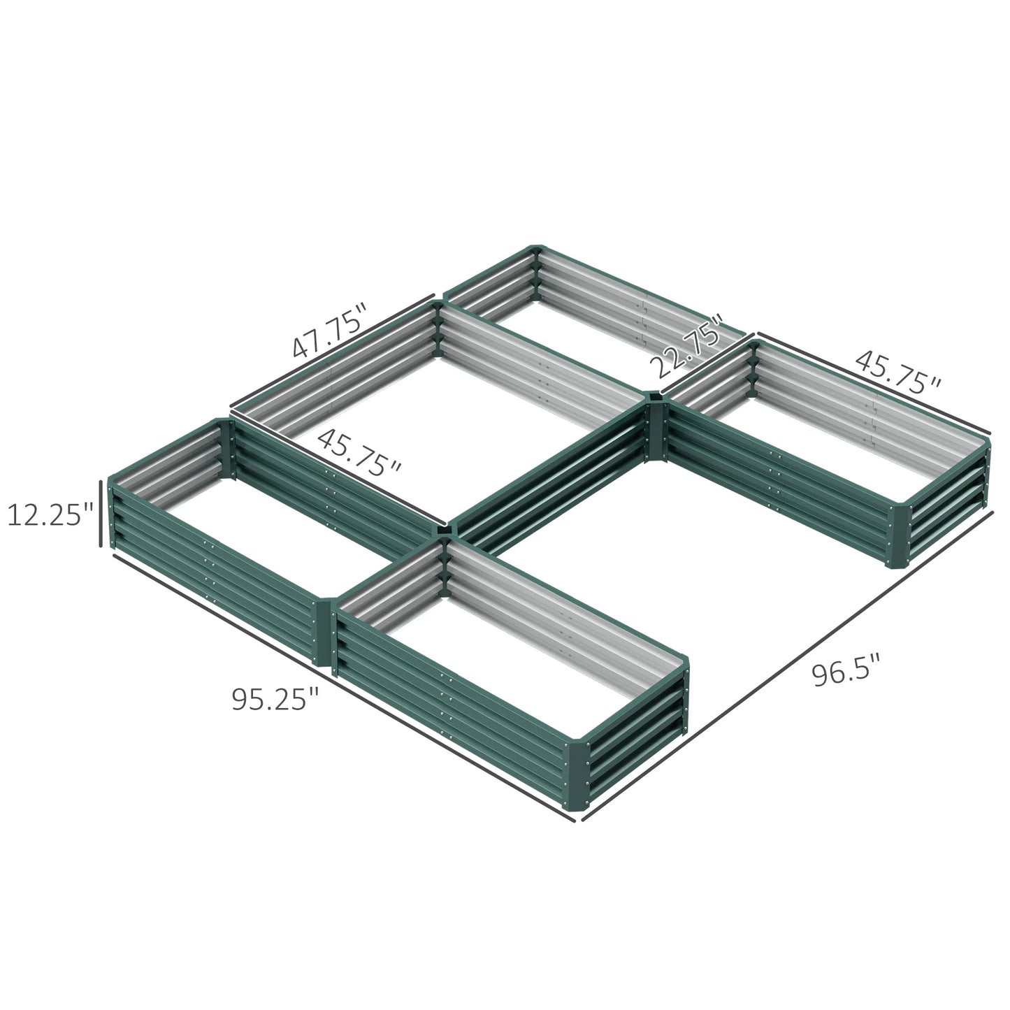 Outsunny 8 X 8' Raised Garden Bed Set, Large Steel Flower Planters