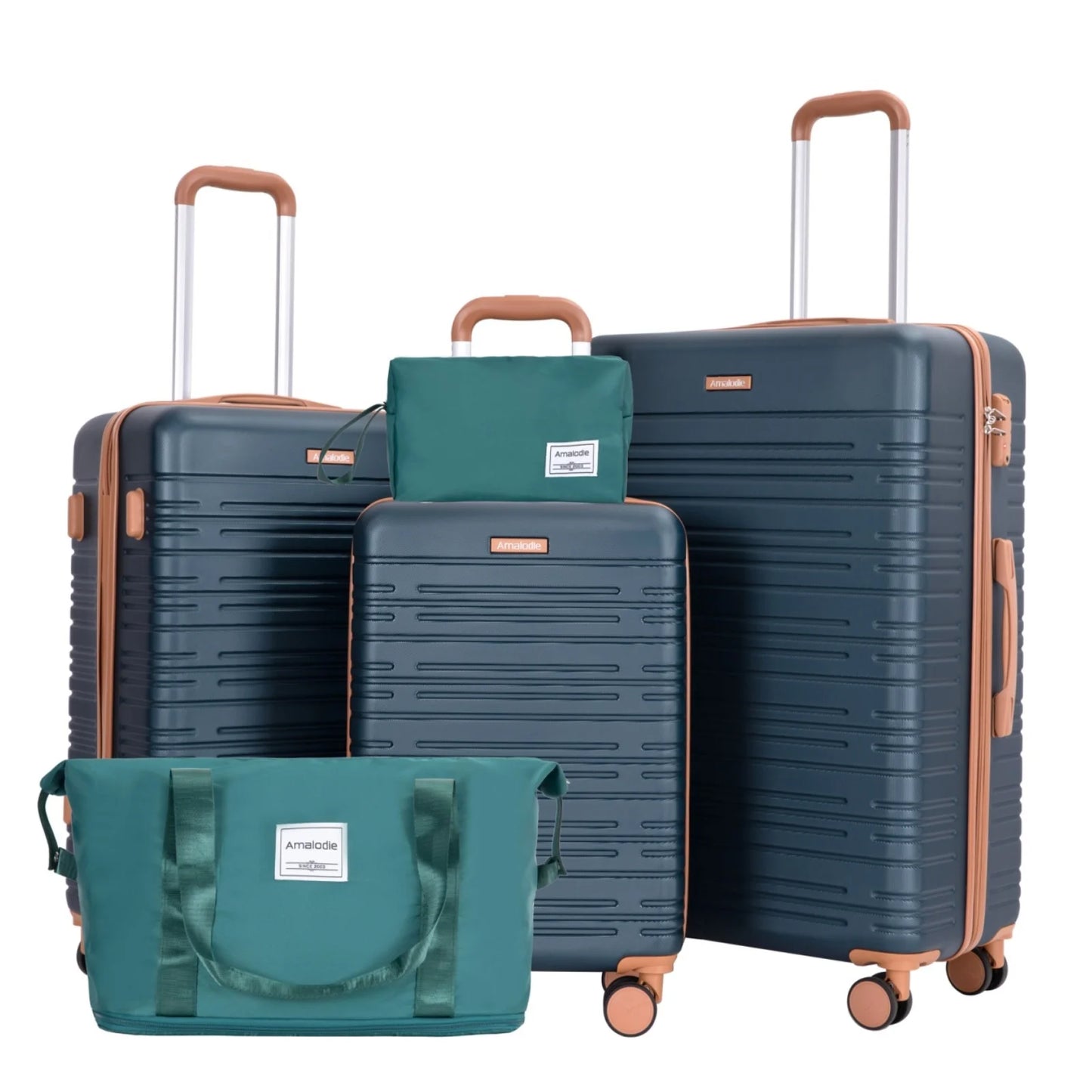 Luggage sets 5 Pieces, Hardshell Suitcase set with Double Spinner Wheel