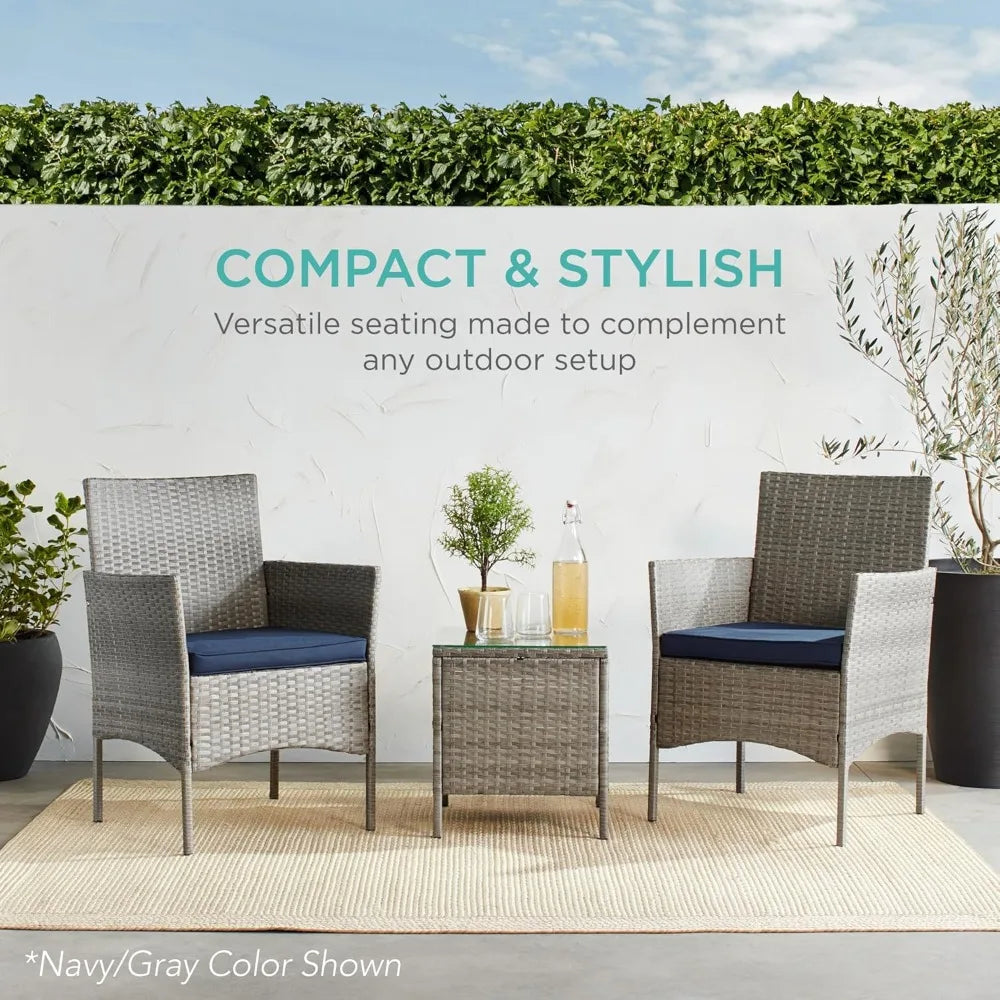 3-Piece Outdoor Wicker Bistro Set