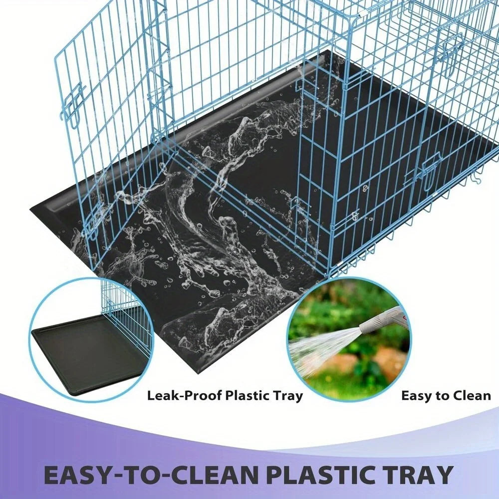 Folding wire kennel for a large dog