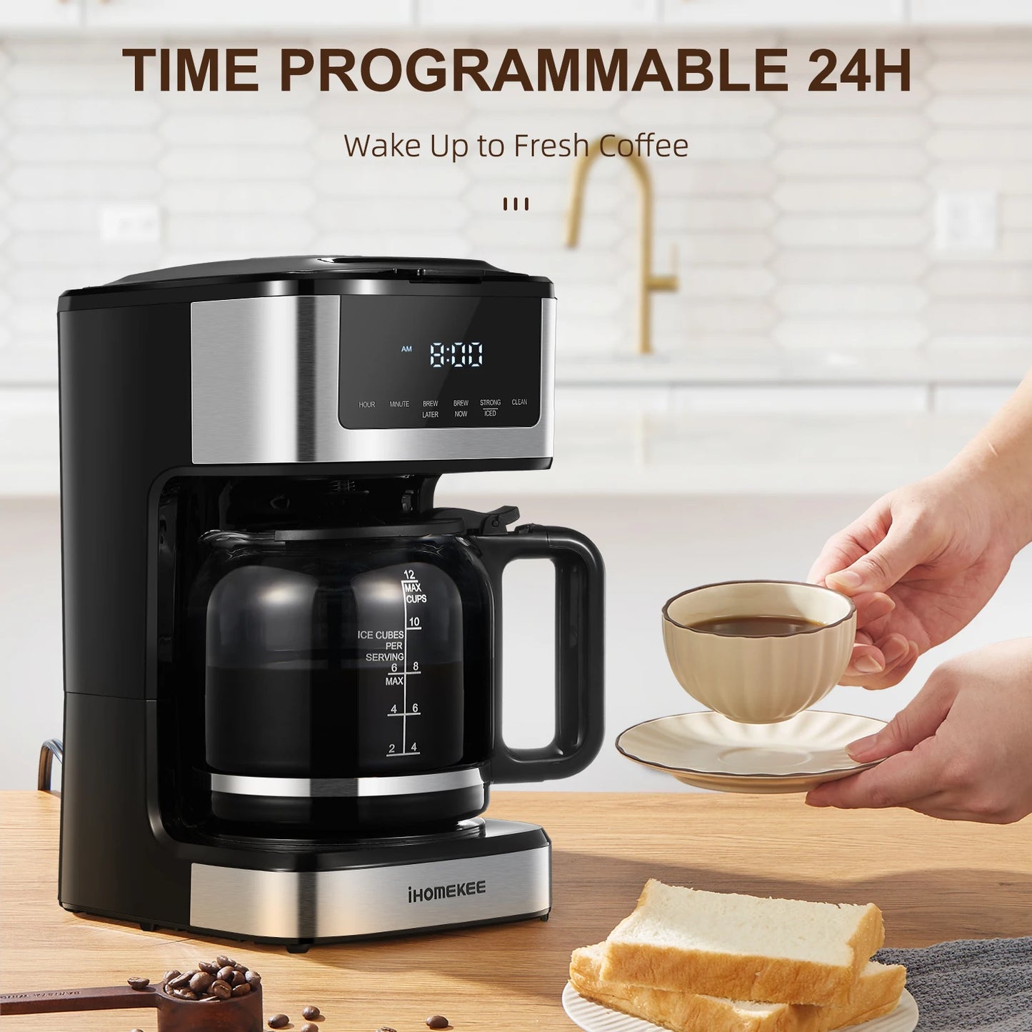 Programmable Drip Coffee Maker 12 Cup, with Iced Coffee Function