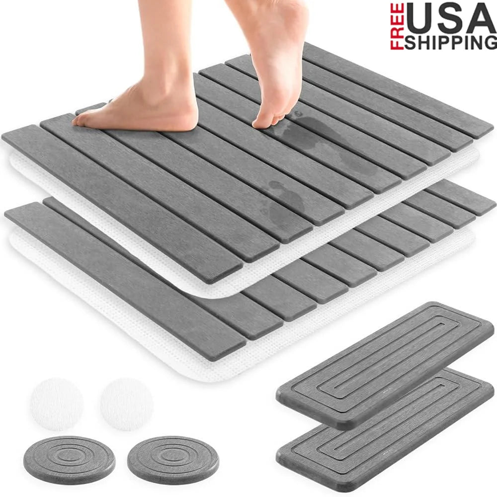Dutrieuxcn Stone Bath Mat Set Quick Dry Non Slip Diatomite