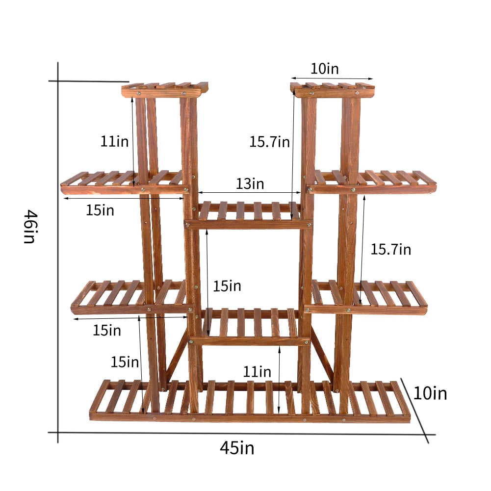 Large 11 Tiered Wood Plant Stand