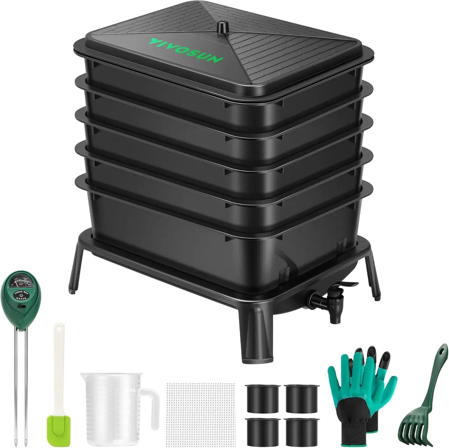 3-layer Worm Compost Bin, 30L Worm Composter