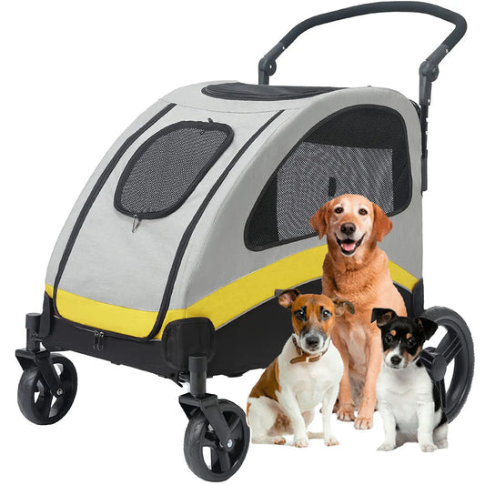 Pet Stroller Ultra-large 4 Wheels Pet Jogger Foldable Cart