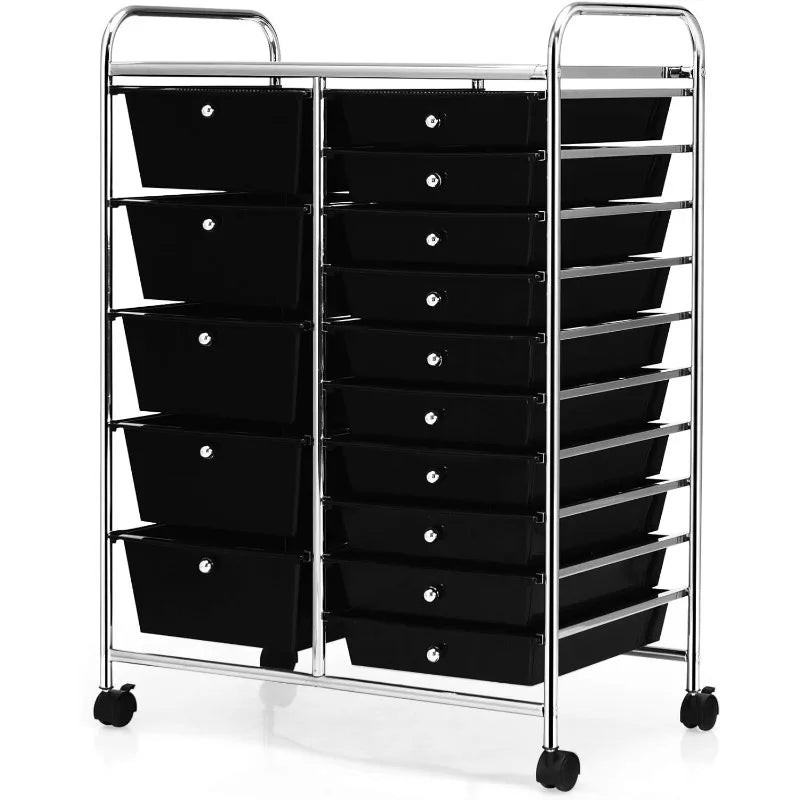 15-Drawer Rolling Storage Organizer Cart