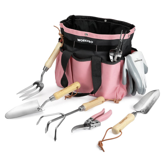 WORKPRO 8-Piece Pink Stainless Steel Gardening Tools