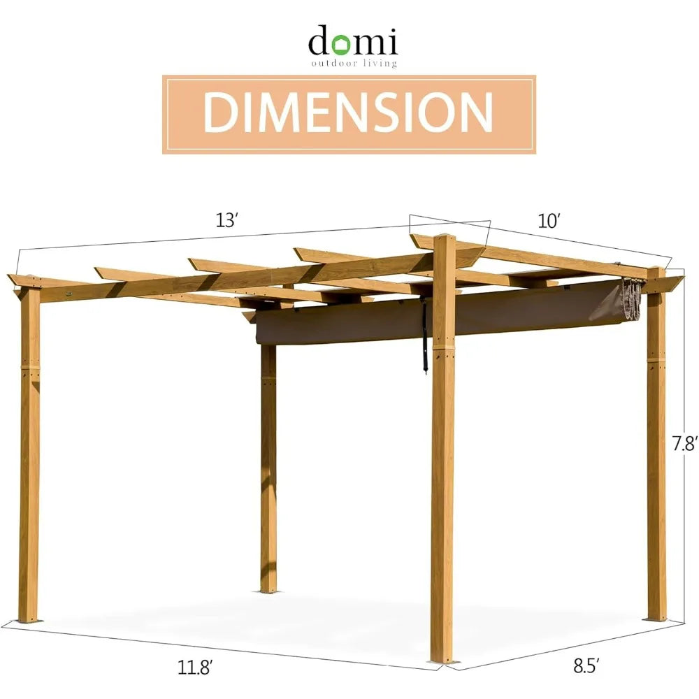 10'x13'Outdoor Retractable Pergola, Gazebo