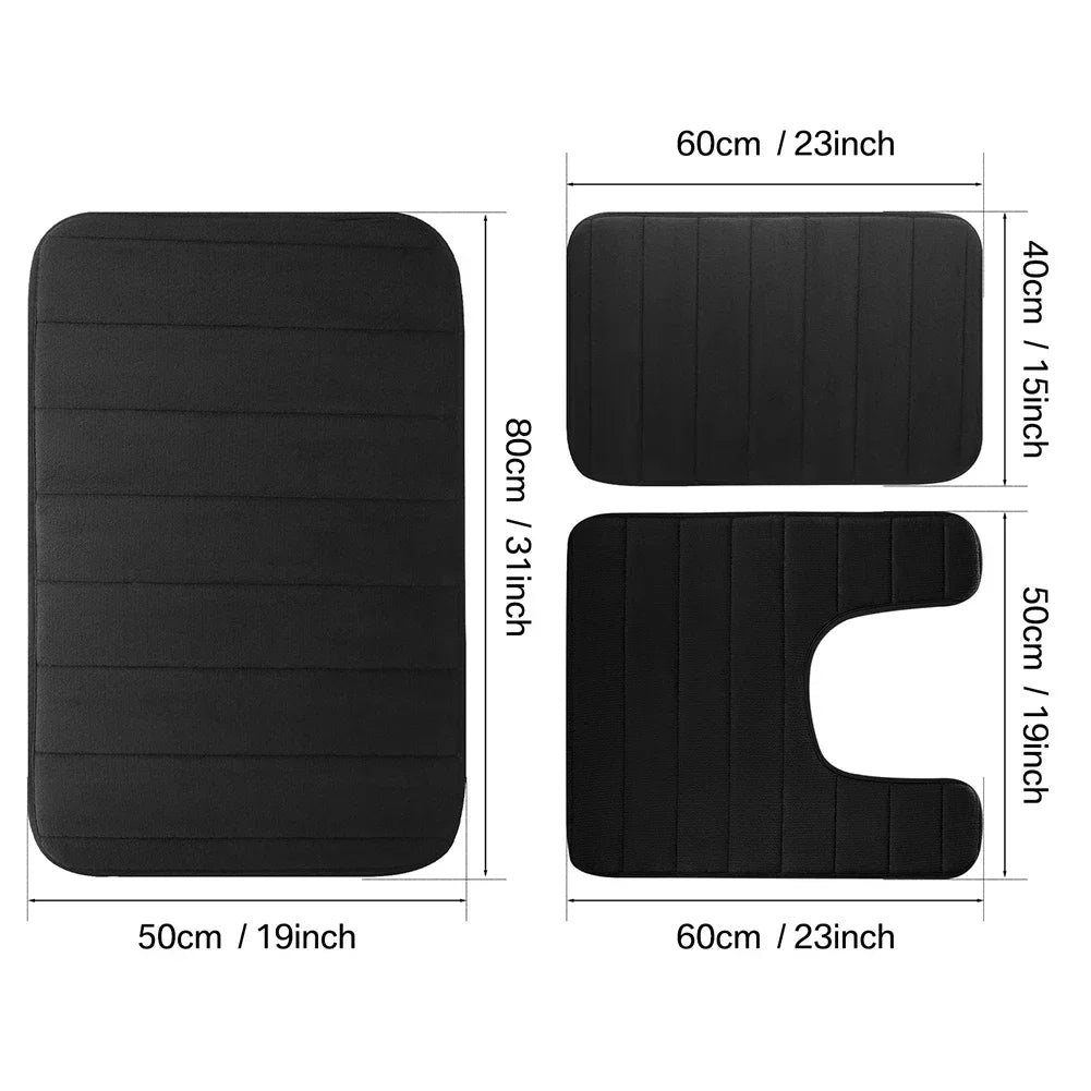 Black Memory Foam Bath Mat Soft Comfortable