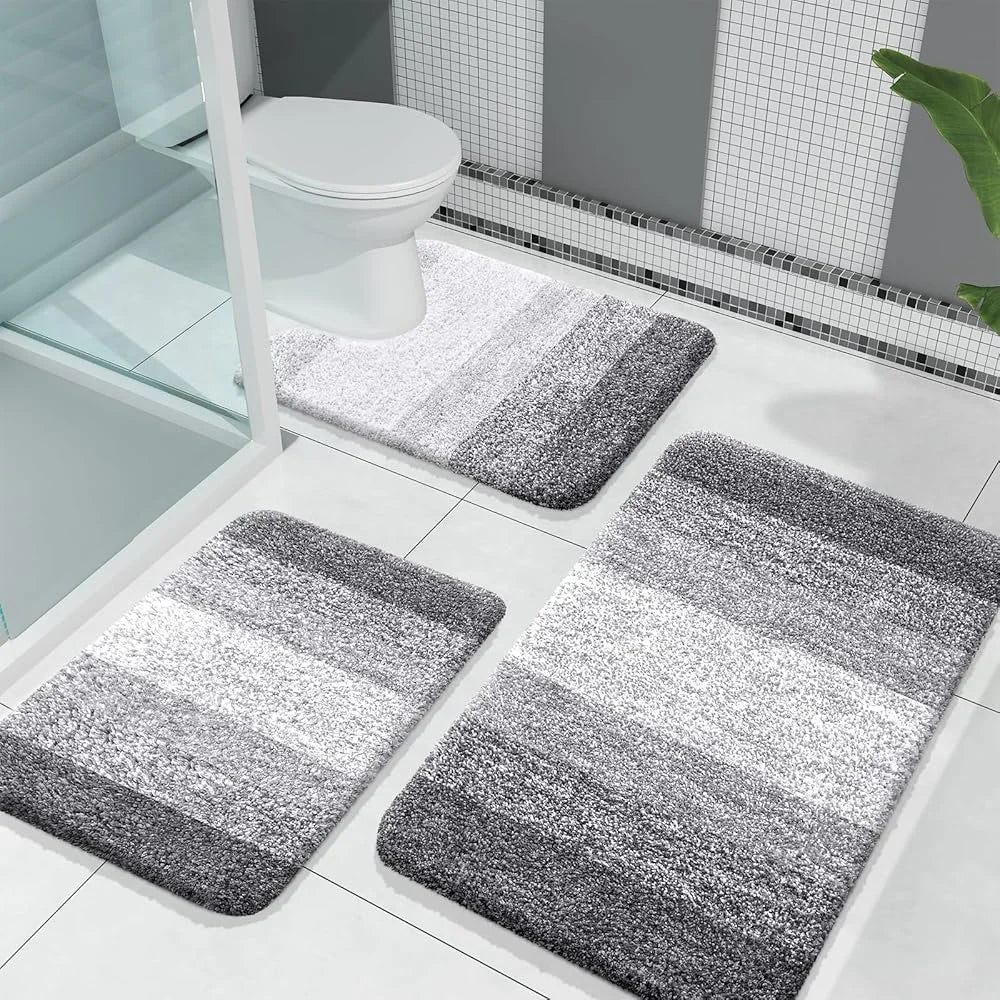 Bathroom Rug Set 3 Piece Soft Absorbent Microfiber Mats