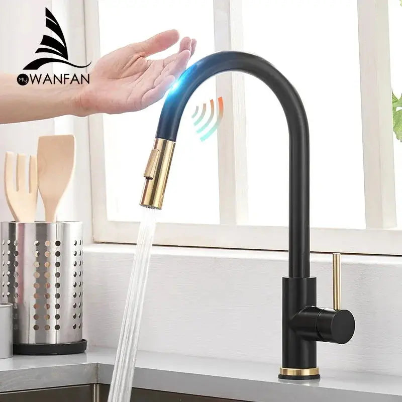 Sensor Kitchen Faucets Brushed Gold Smart Touch Inductive Sensitive Faucet