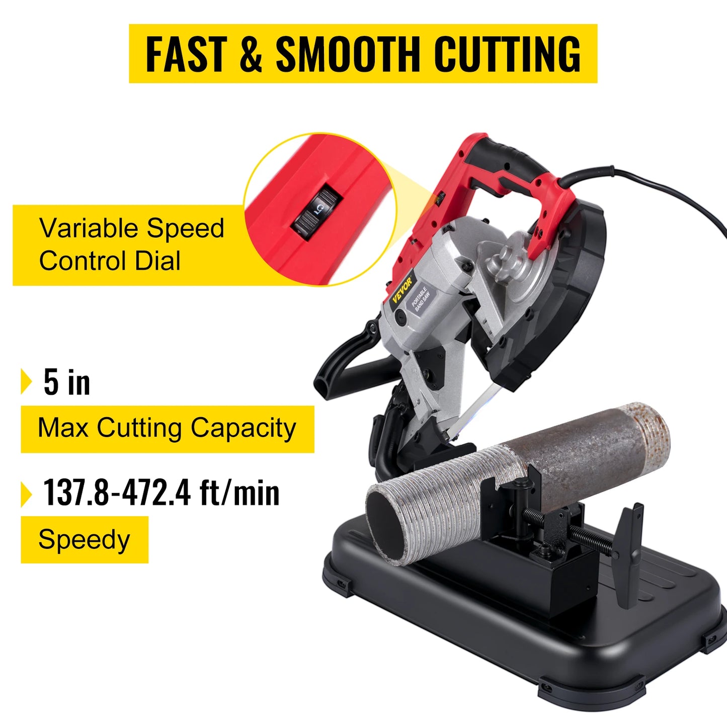 VEVOR Portable BandSaw 5Inch Cutting Capacity