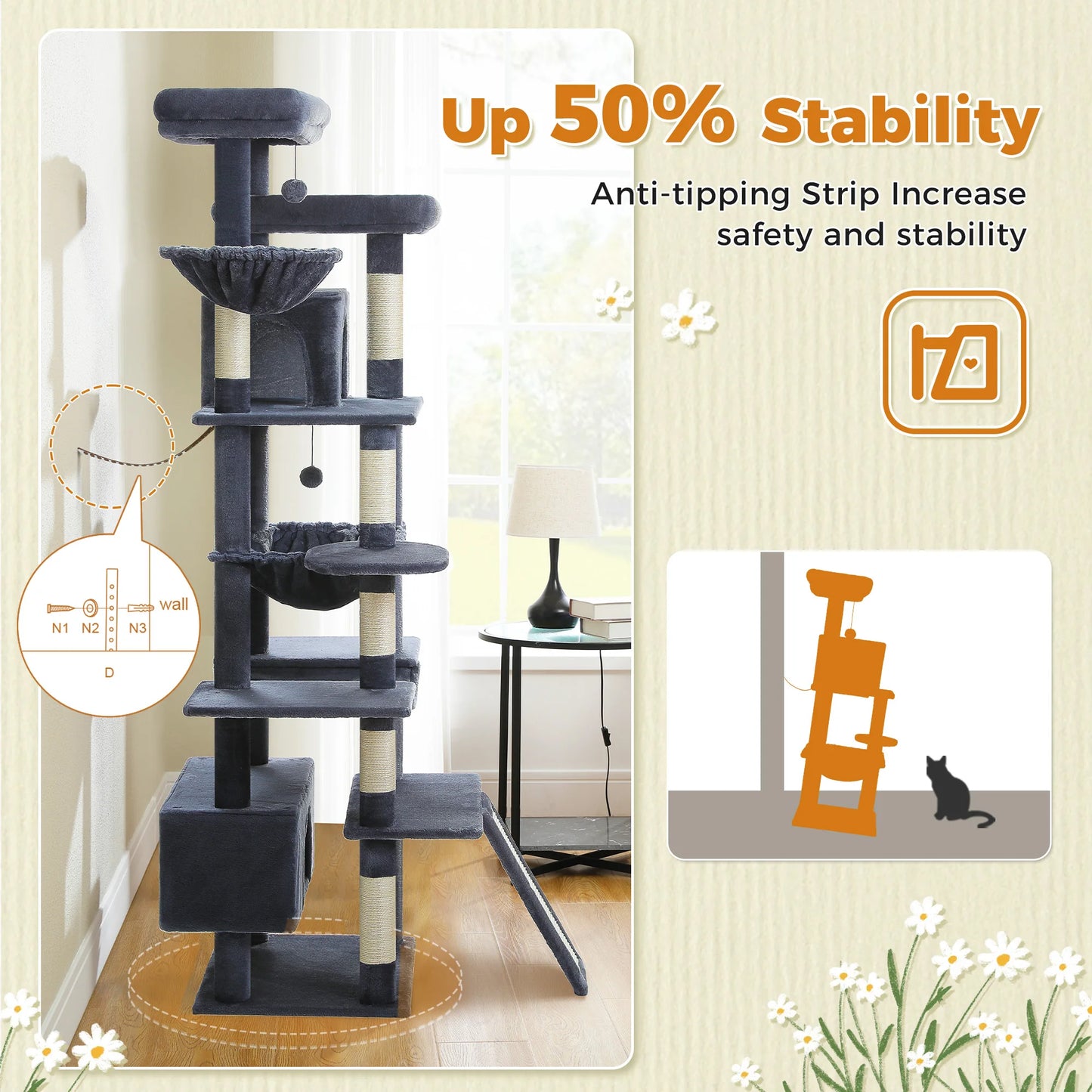 PAWZ Road Multi Level Cat Tree Tower With Scratching Posts