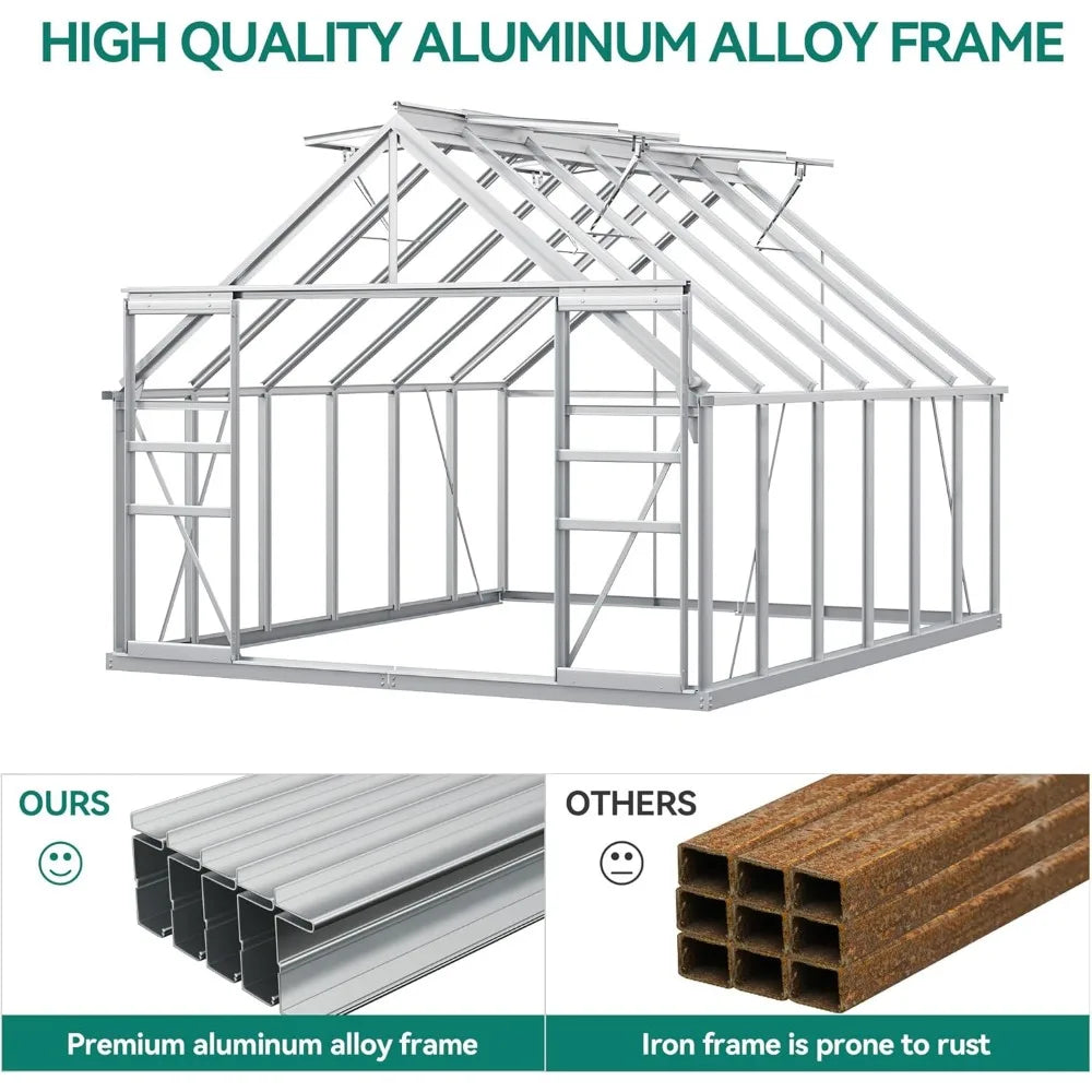 10x12FT Polycarbonate Greenhouse Heavy Duty Green House